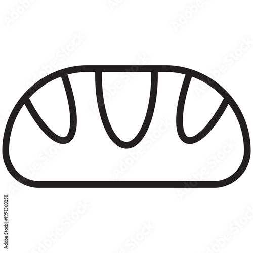 Minimalist line icon of a loaf of bread representing bakery products and grain consumption
