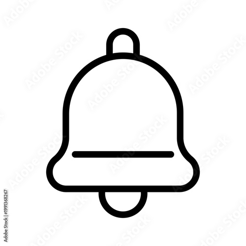 Minimalist line icon representing a standard notification bell for alerts and reminders