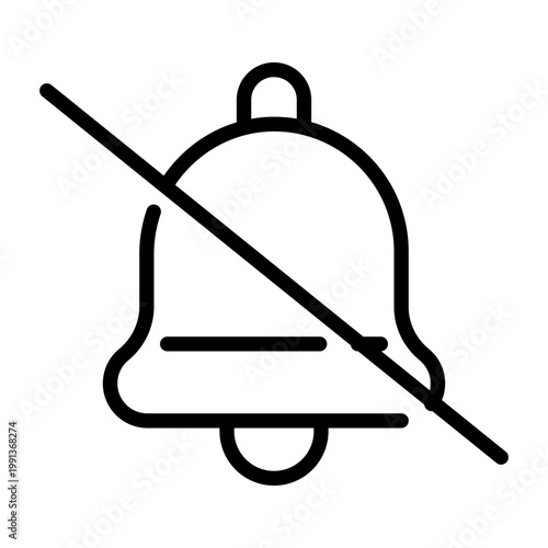 Bell icon with a diagonal slash representing muted or disabled notifications and silent mode