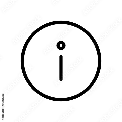 Circular information icon with a lowercase i symbol used for status updates and help details