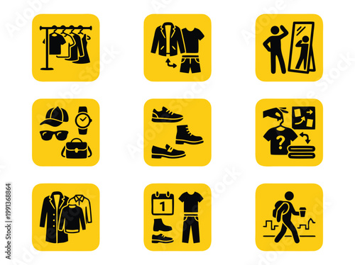 Fashion Clothing Icons Set.