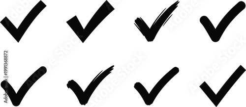 Check mark icons set editable stroke vector illustration for approval success and positive confirmation designs