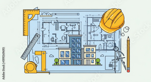 Blueprint construction building plan.