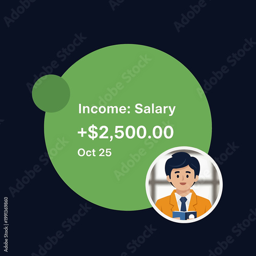 Businessman with salary income increase.
