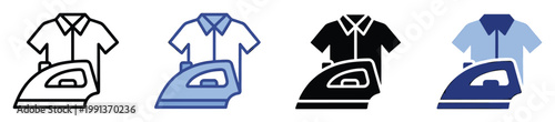 Laundry service clothes care icon collection for domestic chores or garment maintenance applications