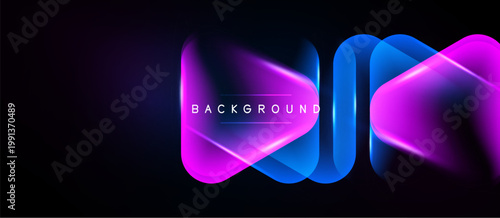 Abstract neon lines overlap, creating dynamic glowing shapes. Dark background emphasizes vibrant pinks, blues, purples. Text reads BACKGROUND.