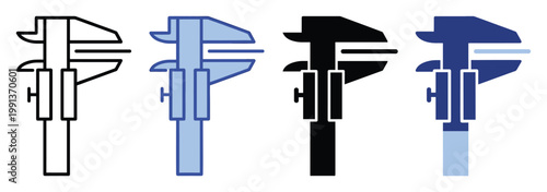 Versatile digital caliper measuring tool icons for various engineering, manufacturing, and precision measurement applications