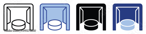Ice hockey goal and puck symbol ideal for sports applications game interface and web graphics