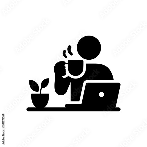Cozy Workspace With Plant Icon