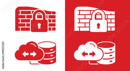 Data Security and Cloud Storage Icon for Computing Safety