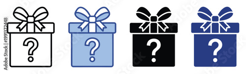 Unlock unknown possibilities with a mystery gift box icon perfect for surprise rewards and lucky draw promotions