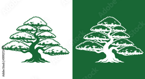 Large Bonsai Tree Icon for Landscaping and Botanical Art