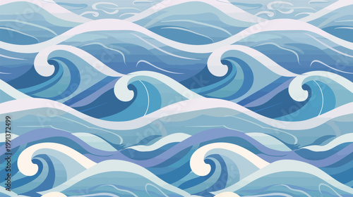 Soothing ocean waves vector seamless pattern calming sea background minimalist marine design relaxing water texture modern style