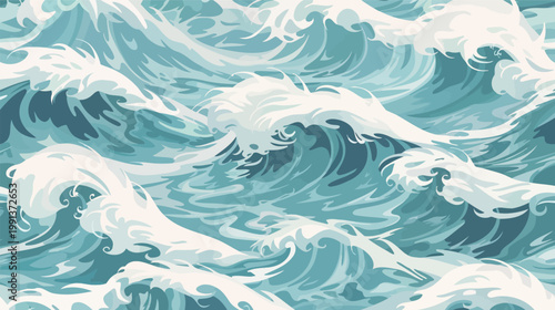 Soothing ocean waves vector seamless pattern calming sea background minimalist marine design relaxing water texture modern style