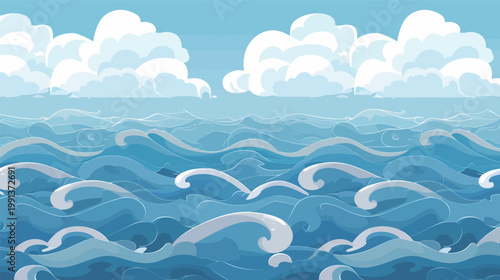 Soothing ocean waves vector seamless pattern calming sea background minimalist marine design relaxing water texture modern style