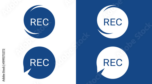 Record REC Button Icons for Media and Broadcasting