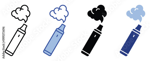 Vape device icon with vapor cloud perfect for digital interfaces, application graphics, and public health campaigns