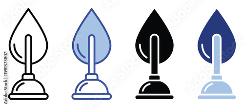 Modern plant plunger icon representing sustainable water management, ecological plumbing solutions, or green maintenance applications
