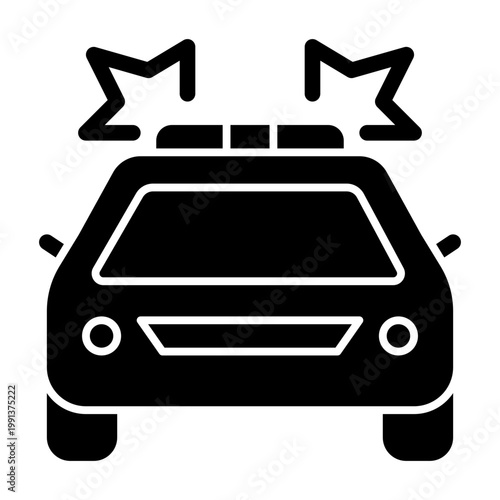 Police Car icon illustration. This is a vector single icon with a solid style. It is suitable for various purposes, including website design, mobile app design, and logo design.