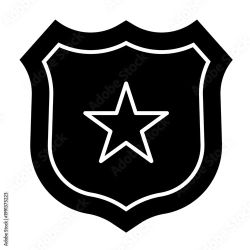 Police Badge icon illustration. This is a vector single icon with a solid style. It is suitable for various purposes, including website design, mobile app design, and logo design.