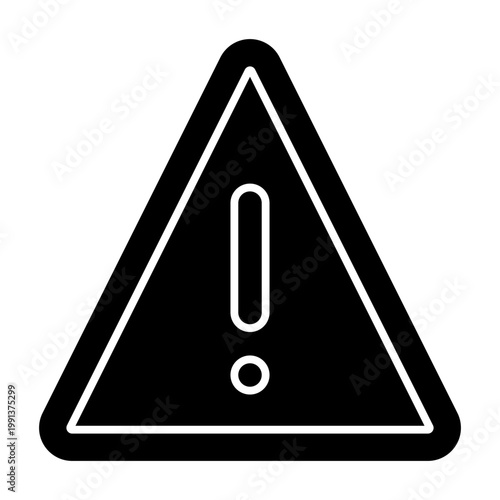 Warning Sign icon illustration. This is a vector single icon with a solid style. It is suitable for various purposes, including website design, mobile app design, and logo design.