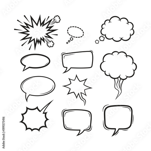 Speech Bubble Outline Icon Set Vector Design, ai generated