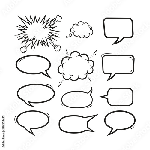 Speech Bubble Outline Icon Set Vector Design, ai generated