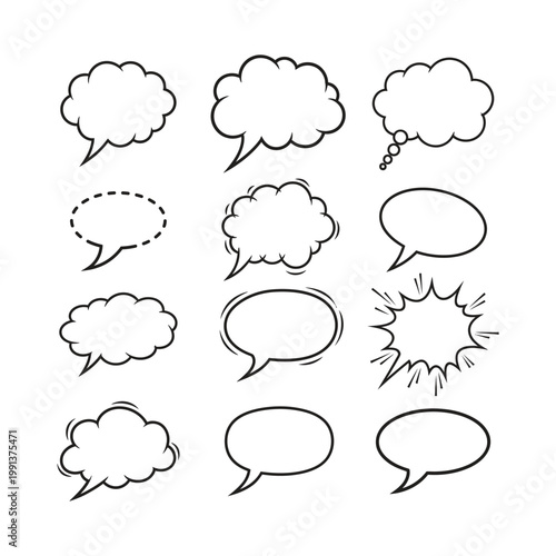 Speech Bubble Outline Icon Set Vector Design, ai generated