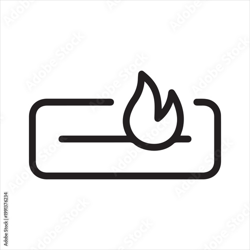 Trending button with flame, linear icon. Hot topic, viral post, or top content. Line with editable stroke.