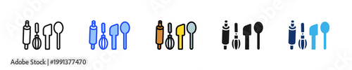 Baking Tools Icon Collection With Multiple Styles
