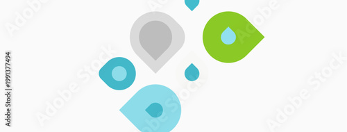 Bilde på lerret Simple graphic shows colorful water droplets