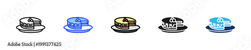 Sponge Cake Icon Collection With Multiple Styles