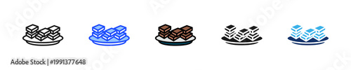 Brownie Bite Icon Collection With Multiple Styles