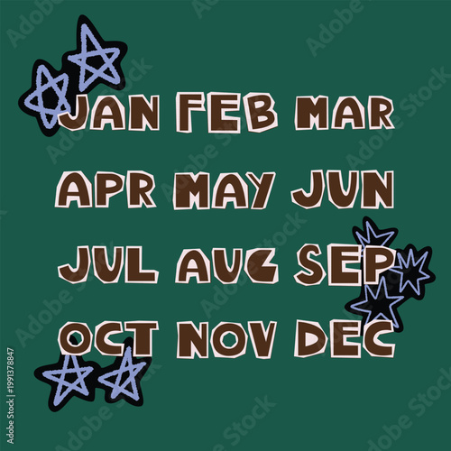 Aesthtic Cute Collage Cut Out Monthly Calendar