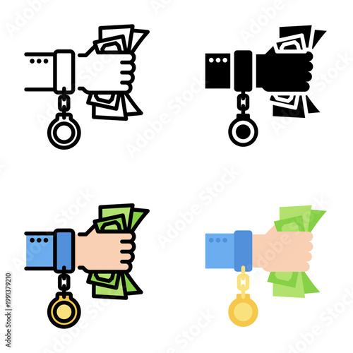 Bribe icon collection of various styles for design branding, print and digital media