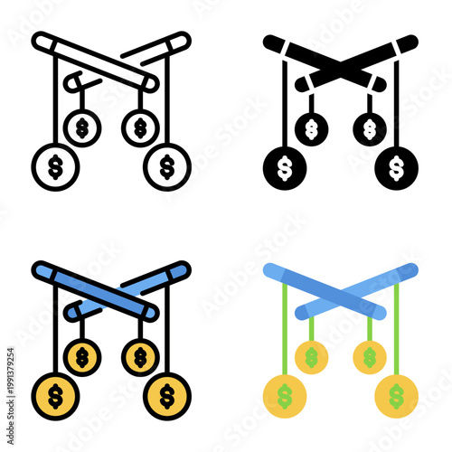 Price manipulation icon collection of various styles for design branding, print and digital media