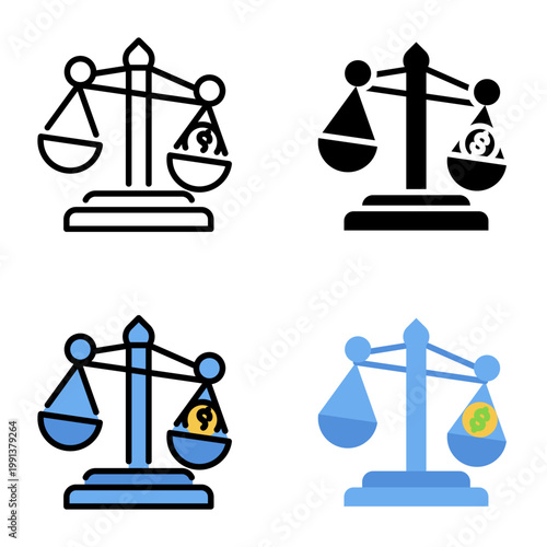 Law icon collection of various styles for design branding, print and digital media