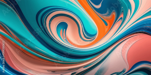 Abstract colorful vector background illustration featuring a blue liquid wave pattern with digital swirls and light motion curves for a modern wallpaper design
