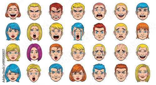 Cartoon faces with expressions.
