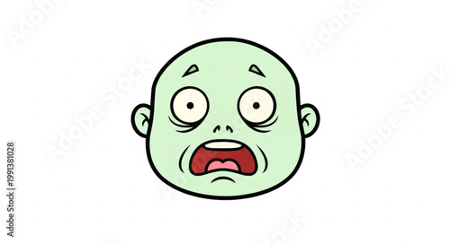 Cartoon zombie face expression.