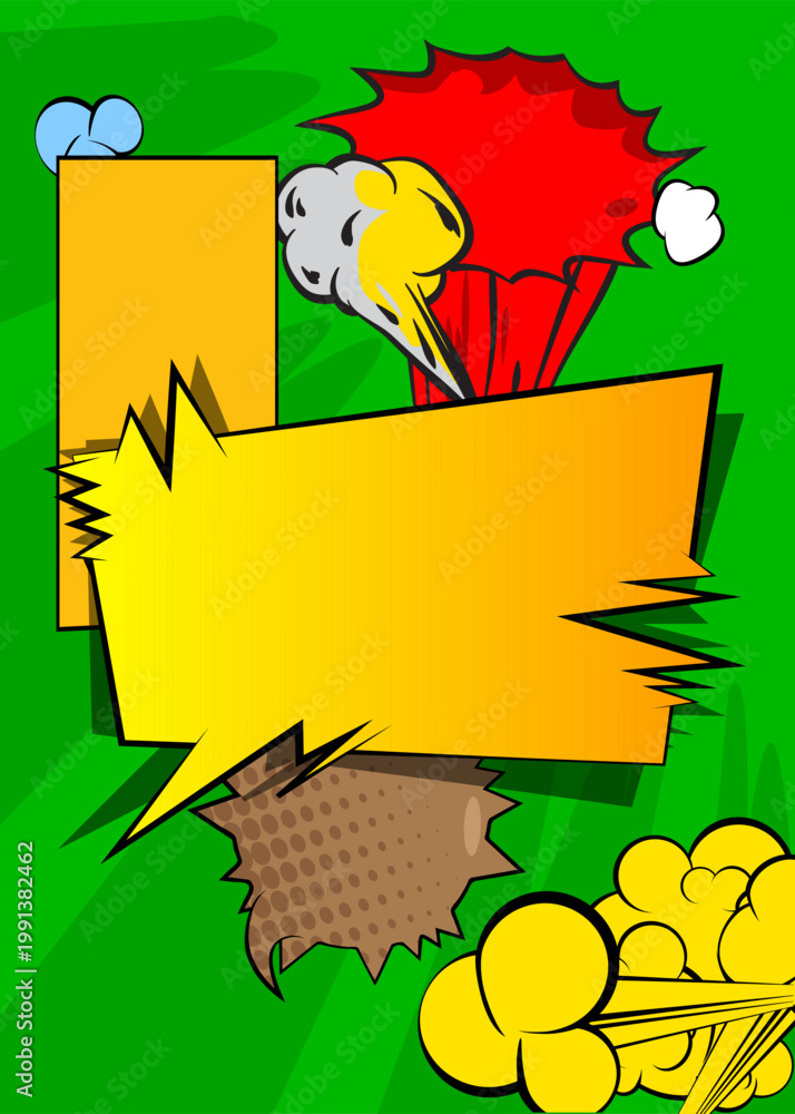 Fototapeta premium Cartoon background, comic book backdrop. Retro vector comics pop art design.