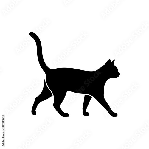 Walking Graceful Cat Silhouette