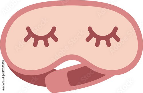 Sleeping pink eye mask with closed lashes illustration