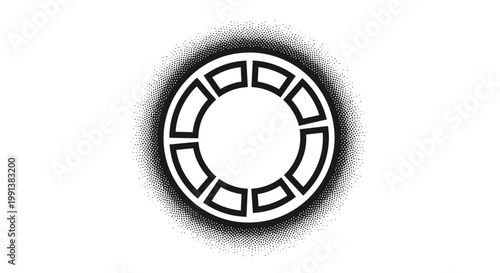 Black and white circular metal design.