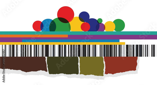 Colorful paint swatches with barcode.