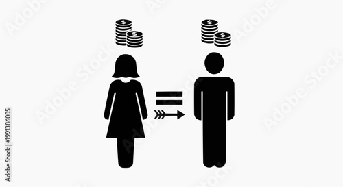 Equal Pay and Gender Equality Financial Concept Icon