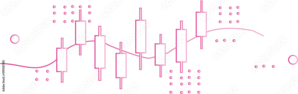 Fototapeta premium Financial Trading Infographic with pink Candlestick Chart and Data Visualization Elements