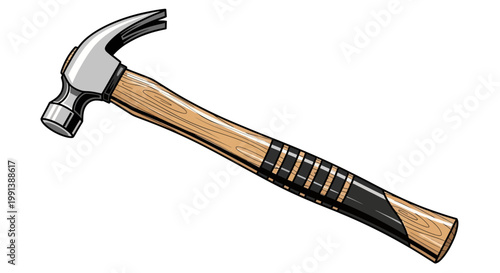 Hammer with wooden handle and grip.