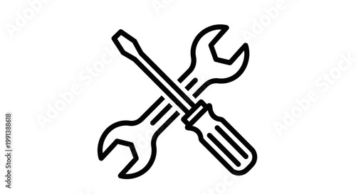 Crossed wrench and screwdriver tools.
