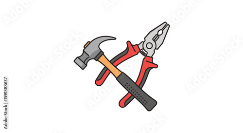 Hammer and pliers crossed tools.
